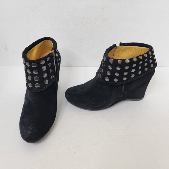 Bussola Enna Black Suede Studded Ankle Boots Heeled Size 40 - Picture 1 of 10